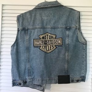 Harley Davidson jean jacket vest